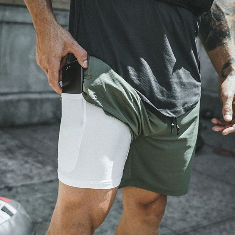 Bermuda Speedbreaker Com Bolso Premium G2P32 - Bermuda Speedbreaker Casa Tech Loja P Verde Escuro e Branco 
