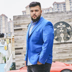 Blazer Masculino Slim Plus Size BZM04 - Blazer Masculino Slim Plus Size Casa Tech Azul claro M 