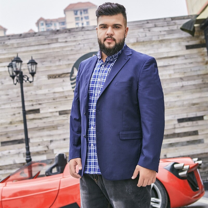 Blazer Masculino Slim Plus Size BZM04 - Blazer Masculino Slim Plus Size Casa Tech Azul escuro M 