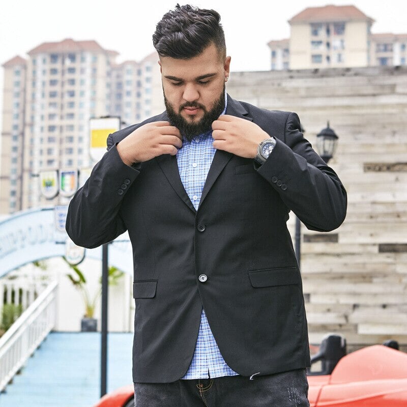 Blazer Masculino Slim Plus Size BZM04 - Blazer Masculino Slim Plus Size Casa Tech Preto M 