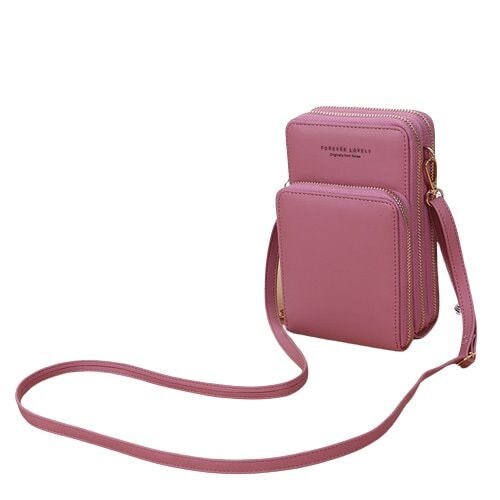 Bolsa Crossbody Feminina - Lovely Fashion BCF25 - Bolsa Escolar Feminina - Lovely Fashion Casa Tech Loja Rosa Escuro 