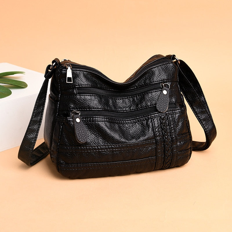 Bolsa Crossbody Feminina Vintage 0 Casa Tech Loja black 24x8x17cm 