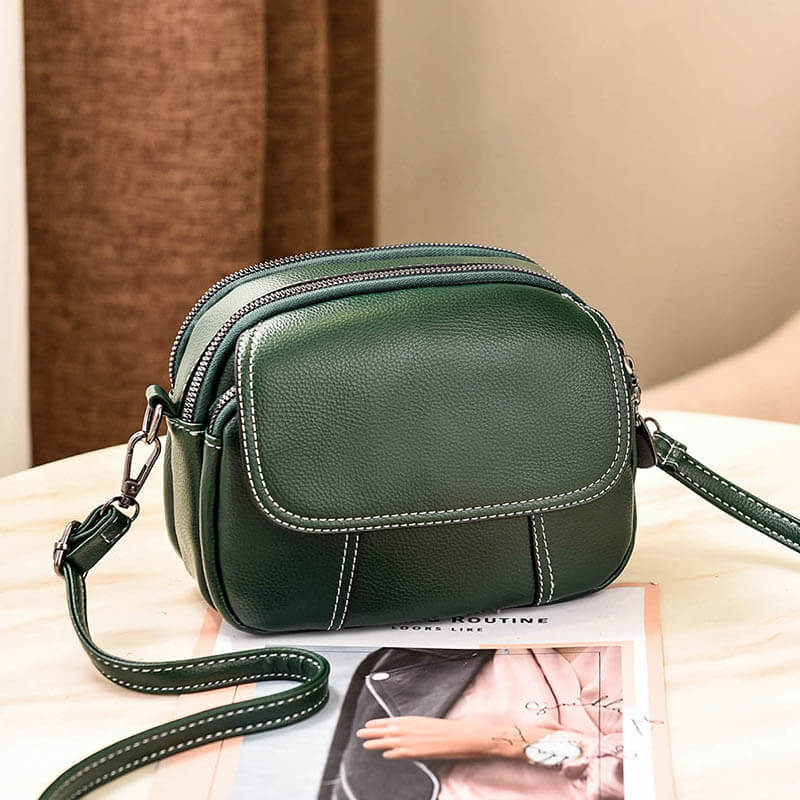 Bolsa De Couro Casual Feminina Saddle G10P15 - Bolsa De Couro Casual Feminina Saddle Casa Tech Loja Verde 