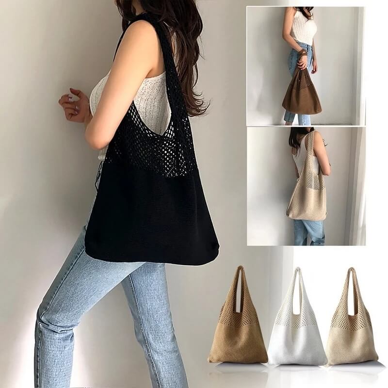 Bolsa de Crochê Feminina Casual BOL16 - Bolsa de Crochê Feminina Casual Casa Tech Loja 