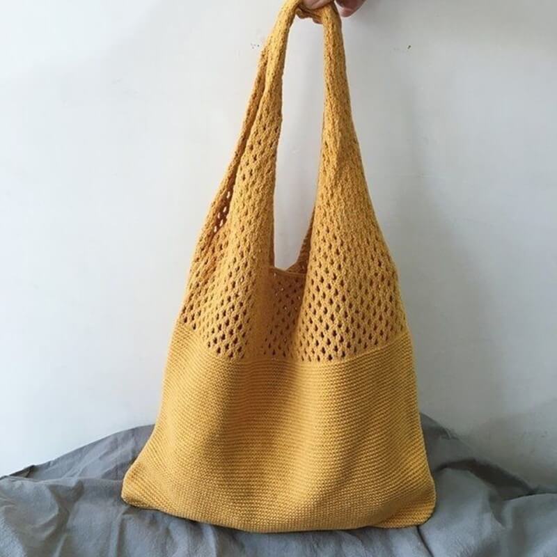 Bolsa de Crochê Feminina Casual BOL16 - Bolsa de Crochê Feminina Casual Casa Tech Loja Amarelo 