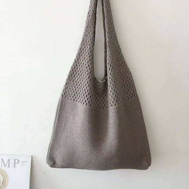 Bolsa de Crochê Feminina Casual BOL16 - Bolsa de Crochê Feminina Casual Casa Tech Loja Cinza 