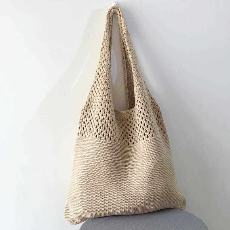 Bolsa de Crochê Feminina Casual BOL16 - Bolsa de Crochê Feminina Casual Casa Tech Loja Khaki 