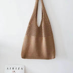 Bolsa de Crochê Feminina Casual BOL16 - Bolsa de Crochê Feminina Casual Casa Tech Loja Marrom Claro 