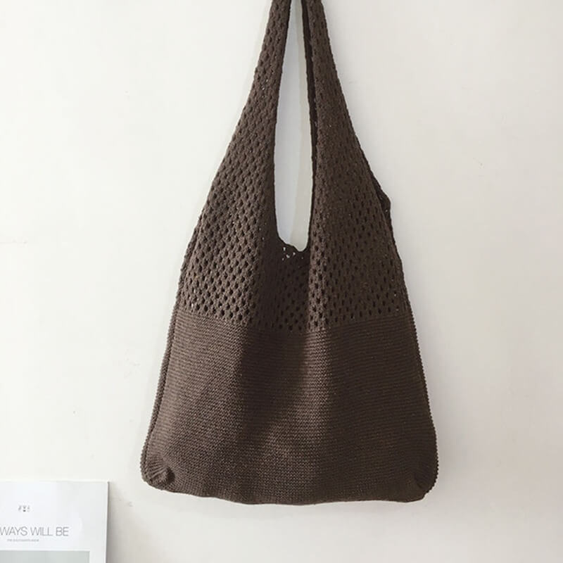 Bolsa de Crochê Feminina Casual BOL16 - Bolsa de Crochê Feminina Casual Casa Tech Loja Marrom Escuro 