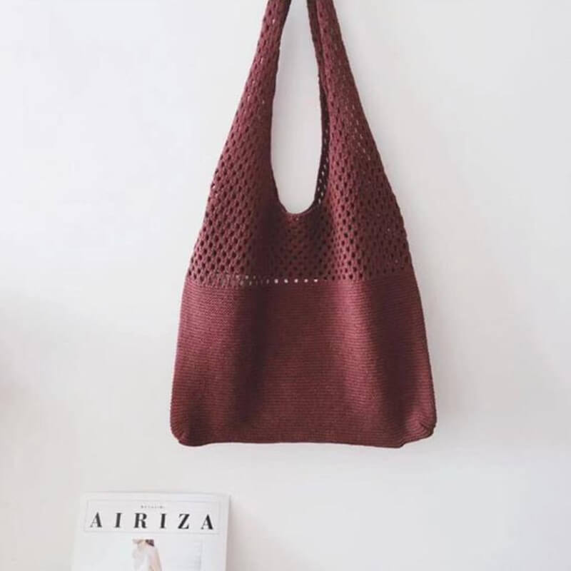 Bolsa de Crochê Feminina Casual BOL16 - Bolsa de Crochê Feminina Casual Casa Tech Loja Vermelho 