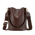 Bolsa Feminina de Couro Crocodilo G10P8 - Bolsa Feminina de Couro Crocodilo Casa Tech Loja Café 
