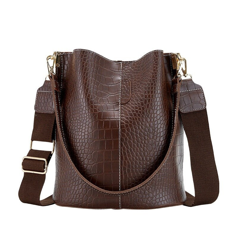 Bolsa Feminina de Couro Crocodilo G10P8 - Bolsa Feminina de Couro Crocodilo Casa Tech Loja Café 