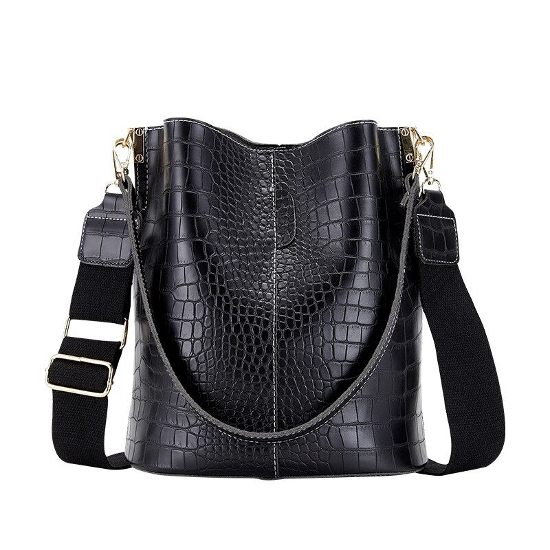 Bolsa Feminina de Couro Crocodilo G10P8 - Bolsa Feminina de Couro Crocodilo Casa Tech Loja Preto 