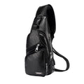 Bolsa Masculina Transversal de Couro BOL15 - Bolsa Masculina Transversal de Couro Casa Tech Loja Preto Modelo 1 