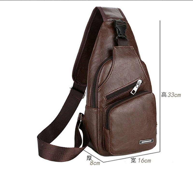 Bolsa Masculina Transversal de Couro MBM04 - Bolsa Masculina Transversal de Couro Casa Tech Loja 