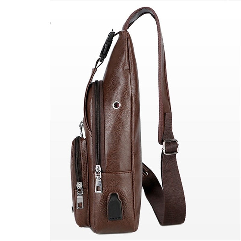 Bolsa Masculina Transversal de Couro MBM04 - Bolsa Masculina Transversal de Couro Casa Tech Loja 