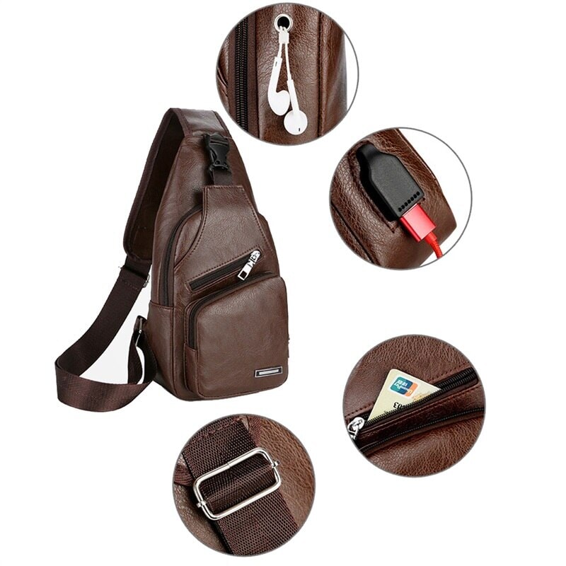 Bolsa Masculina Transversal de Couro MBM04 - Bolsa Masculina Transversal de Couro Casa Tech Loja 