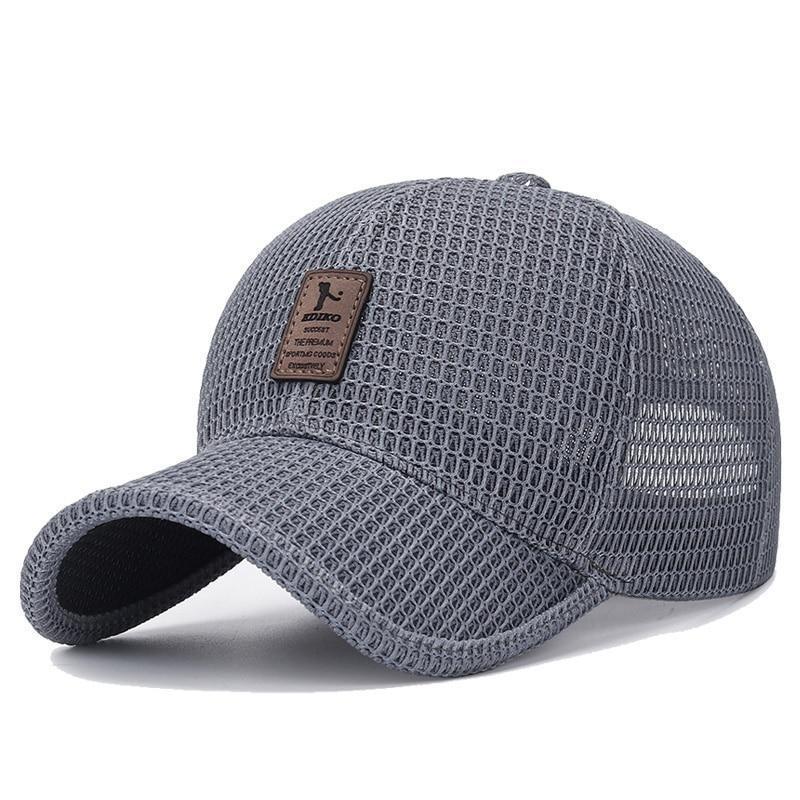 Boné Masculino Aba Curva Respirável CBM05 - Boné Masculino Aba Curva Respirável Casa Tech Cinza 