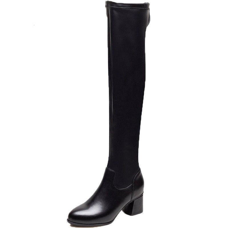 Bota Feminina Cano Longo de Couro Ecológico BTF12 - Bota Feminina Cano Longo de Couro Ecológico Casa Tech 
