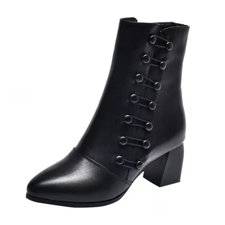 Bota Feminina Italiana Cano Curto de Couro BTF11 - Bota Feminina Italiana Cano Curto de Couro Casa Tech Preto 33 