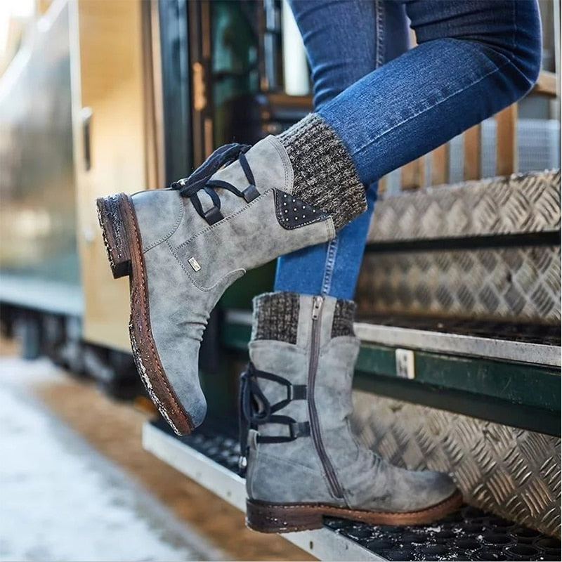 Bota Inverno Feminina Country com Salto G8P19 Casa Tech Loja Cinza 35 