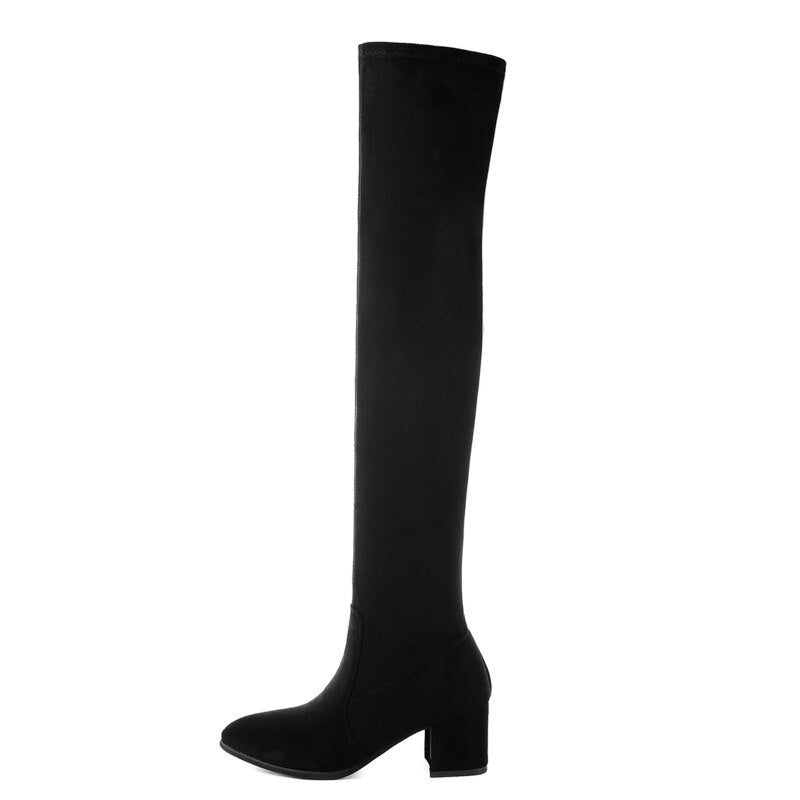 Bota Over The Knee Camurça Cano Longo Feminina Inverno 2022 G8P4 Casa Tech Loja Preto 37 