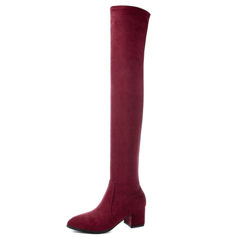 Bota Over The Knee Camurça Cano Longo Feminina Inverno 2022 G8P4 Casa Tech Loja Vinho 37 