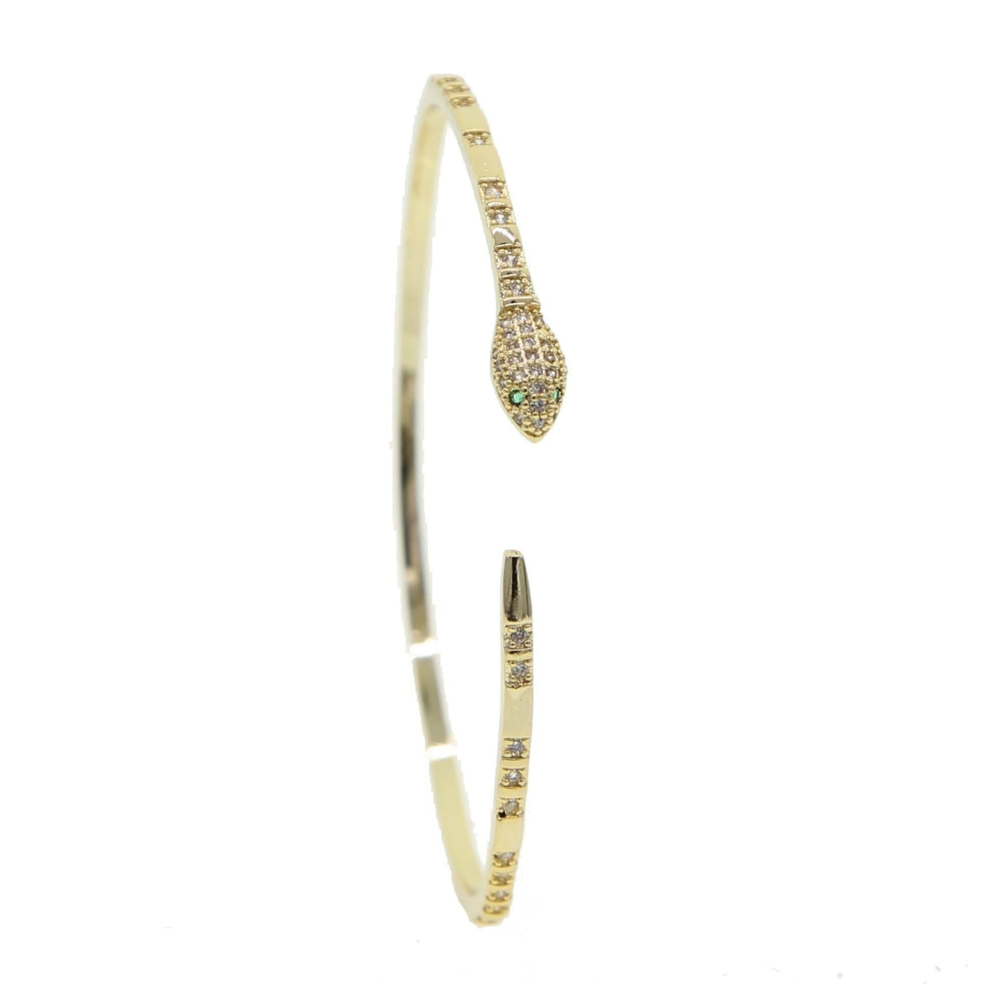 Bracelete Serpente Ouro Branco e Zircônia GR1P5 - Bracelete Serpente Ouro Branco e Zircônia Casa Tech Loja 