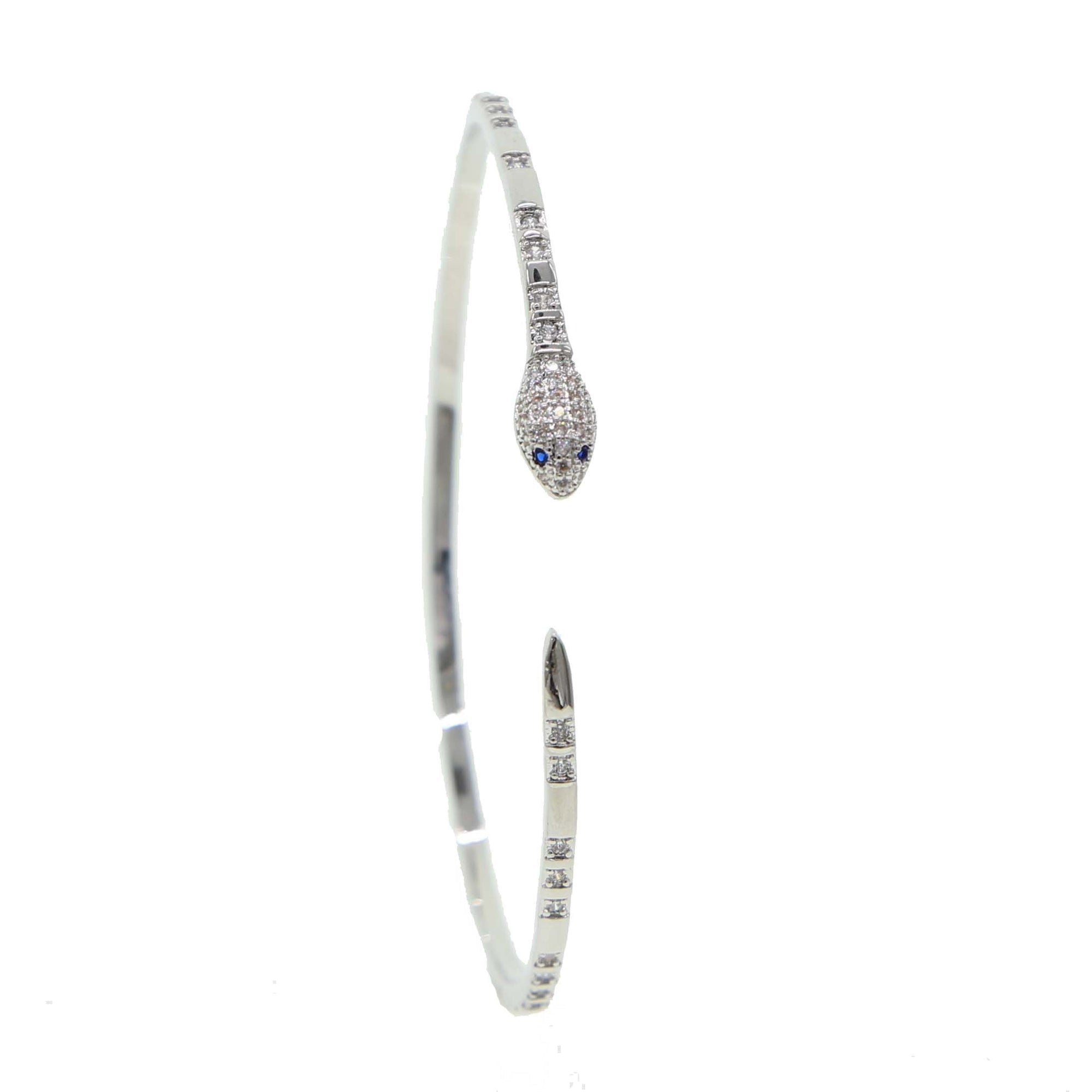 Bracelete Serpente Ouro Branco e Zircônia GR1P5 - Bracelete Serpente Ouro Branco e Zircônia Casa Tech Loja 