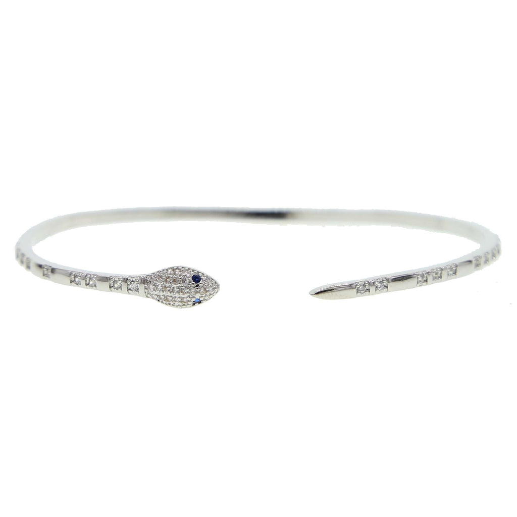 Bracelete Serpente Ouro Branco e Zircônia GR1P5 - Bracelete Serpente Ouro Branco e Zircônia Casa Tech Loja Prata 