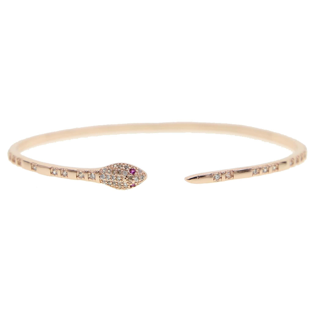 Bracelete Serpente Ouro Branco e Zircônia GR1P5 - Bracelete Serpente Ouro Branco e Zircônia Casa Tech Loja Rosé 