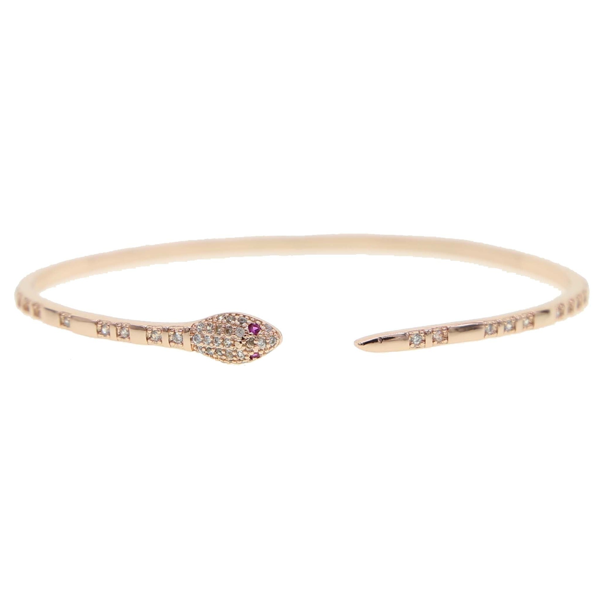 Bracelete Serpente Ouro Branco e Zircônia GR1P5 - Bracelete Serpente Ouro Branco e Zircônia Casa Tech Loja Rosé 