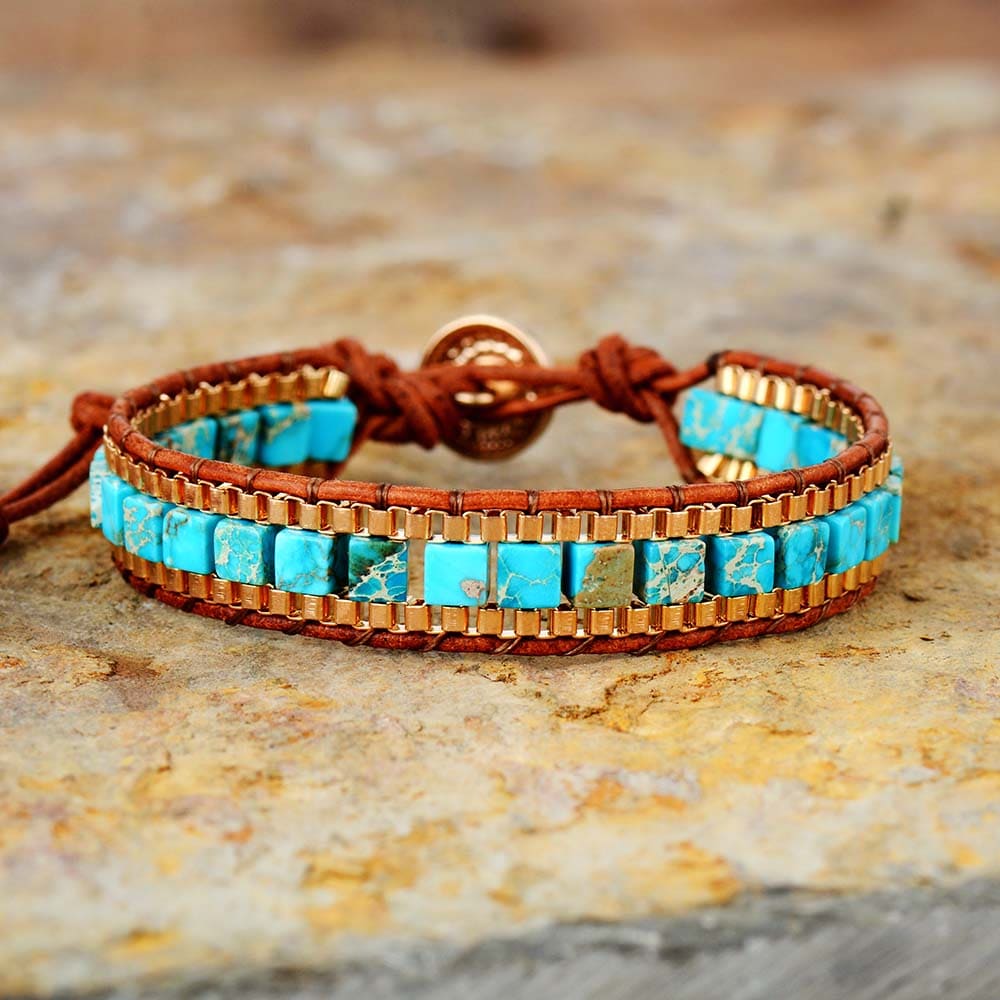 Bracelete zen Azul Marinho e Turquesa RPF10 - Bracelete zen Azul Marinho e Turquesa Casa Tech 