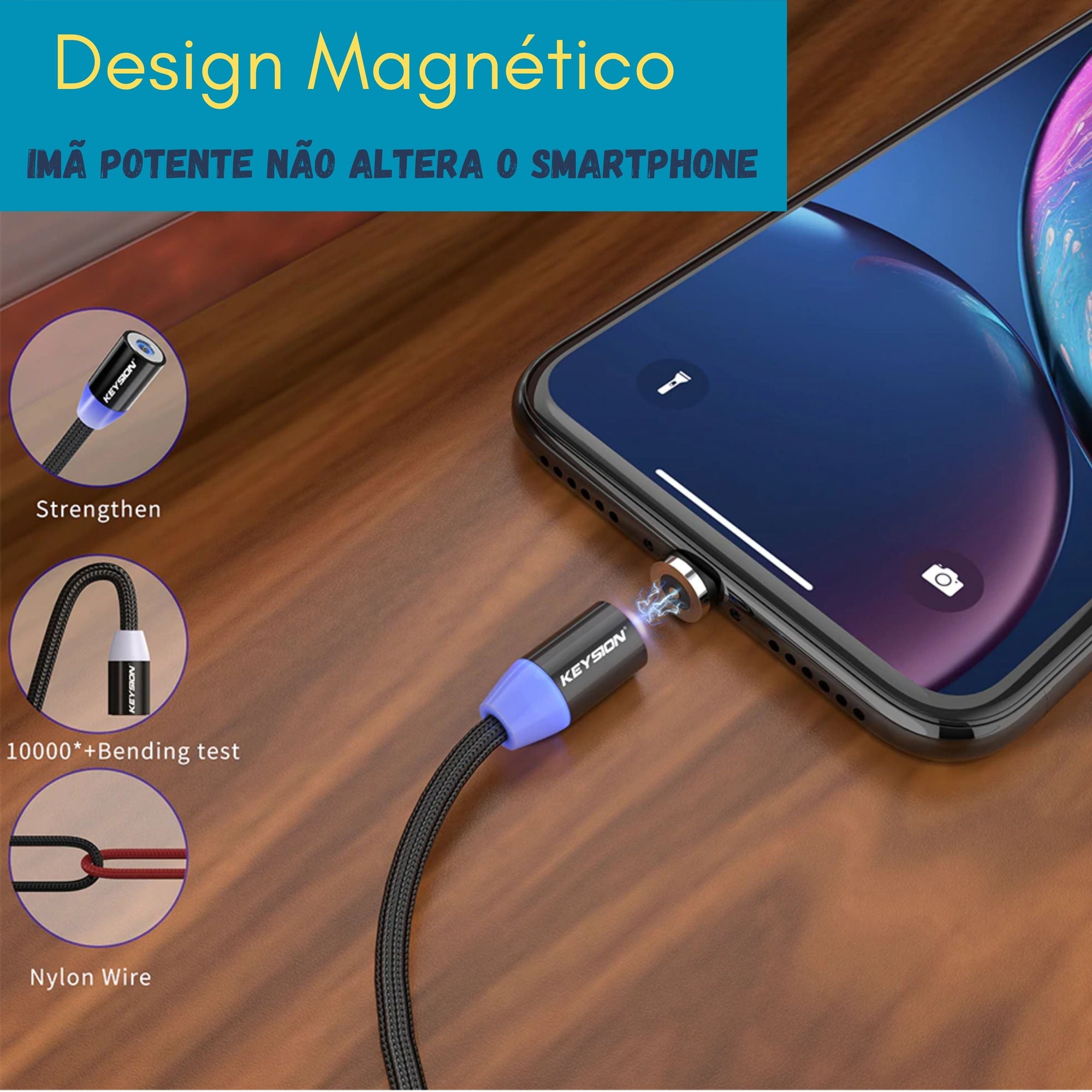 Cabo Carregador Magnético para Celular G1P35 - Cabo Carregador Magnético Casa Tech Loja 