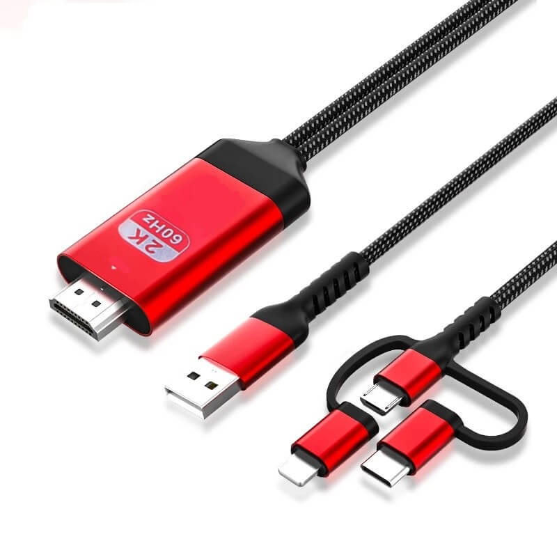 Cabo HDMI para Celular - TVcast ELE9 - Cabo HDMI para Celular - TVcast Casa Tech Loja Vermelho 