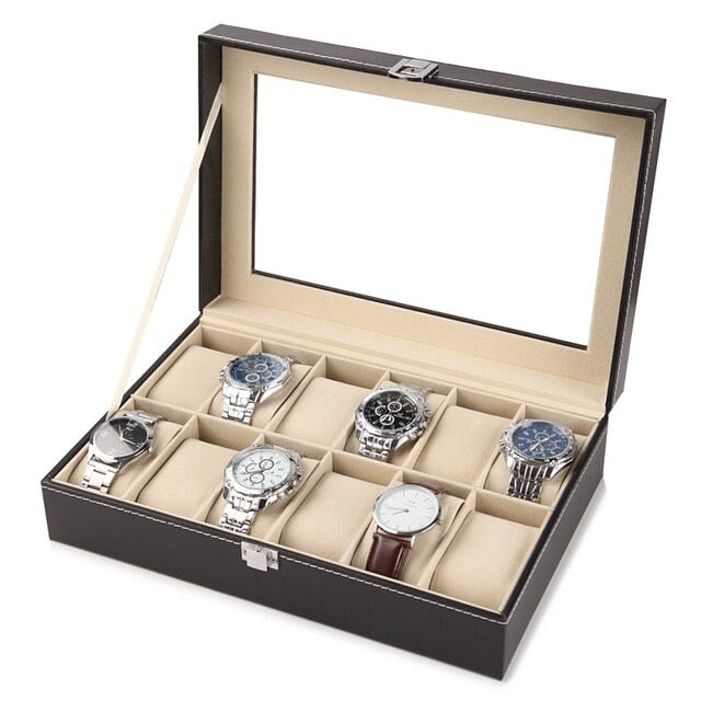 Caixa Porta Relógios de Luxo RPM23 - Caixa Porta Relógios de Luxo Casa Tech 12 Relógios 