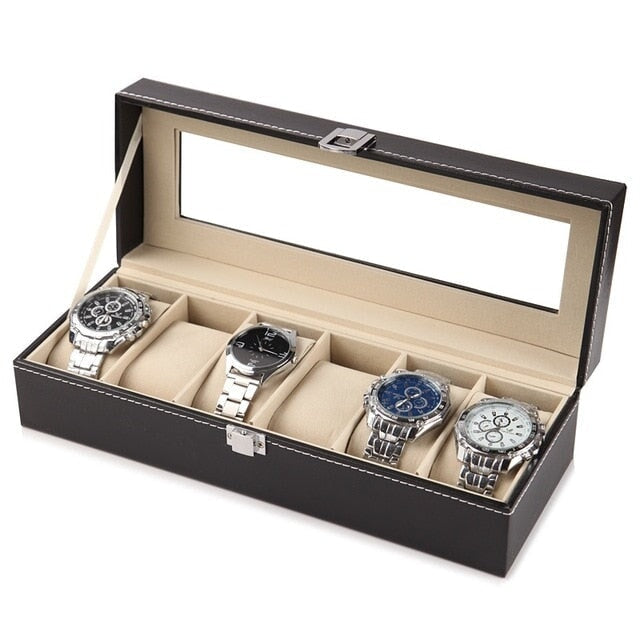Caixa Porta Relógios de Luxo RPM23 - Caixa Porta Relógios de Luxo Casa Tech 6 Relógios 