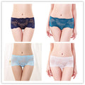 Calcinha Modeladora de Renda - Kit 4 Unidades LIF10 - Calcinha Modeladora de Renda - Kit 4 Unidades Casa Tech Azul Escuro / Azul / Azul Claro / Branco P 