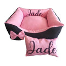 Cama de Pet Personalizada com Travesseiro e Ziper para Lavagem PET4 - Cama de Pet Personalizada com Travesseiro e Ziper para Lavagem Casa Tech Loja Preto e Rosa 