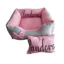 Cama de Pet Personalizada com Travesseiro e Ziper para Lavagem PET4 - Cama de Pet Personalizada com Travesseiro e Ziper para Lavagem Casa Tech Loja Rosa e Cinza 