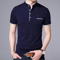 Camisa Masculina Gola Polo Minimalista CAM05 - Camisa Masculina Gola Polo Minimalista Casa Tech Azul Escuro P 