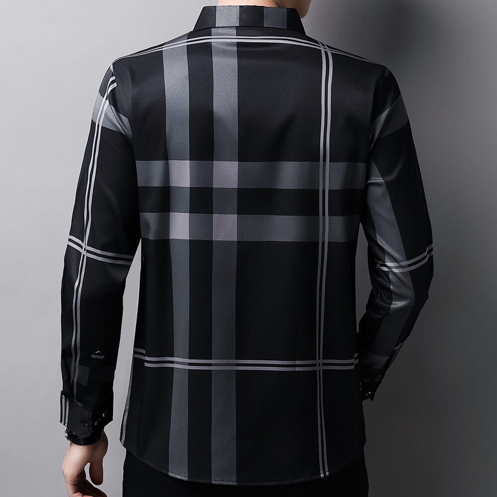 Camisa Masculina Social Manga Longa Xadrez Slim CAM2 - Camisa Masculina Social Manga Longa Xadrez Slim Casa Tech 