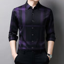 Camisa Masculina Social Manga Longa Xadrez Slim CAM2 - Camisa Masculina Social Manga Longa Xadrez Slim Casa Tech Roxo PP 