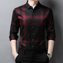 Camisa Masculina Social Manga Longa Xadrez Slim CAM2 - Camisa Masculina Social Manga Longa Xadrez Slim Casa Tech Vermelho PP 
