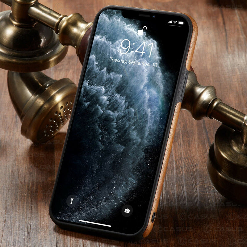 Capinha de Couro para iPhone (11, 11 Pro, 11 Pro Max, 12, 12 Pro, 12 Pro Max, 12 Mini, X, XR, XR Max, Xs, Xs Max) G1P12 - Capinha de Couro para iPhone Casa Tech Loja 