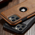 Capinha de Couro para iPhone (11, 11 Pro, 11 Pro Max, 12, 12 Pro, 12 Pro Max, 12 Mini, X, XR, XR Max, Xs, Xs Max) G1P12 - Capinha de Couro para iPhone Casa Tech Loja 