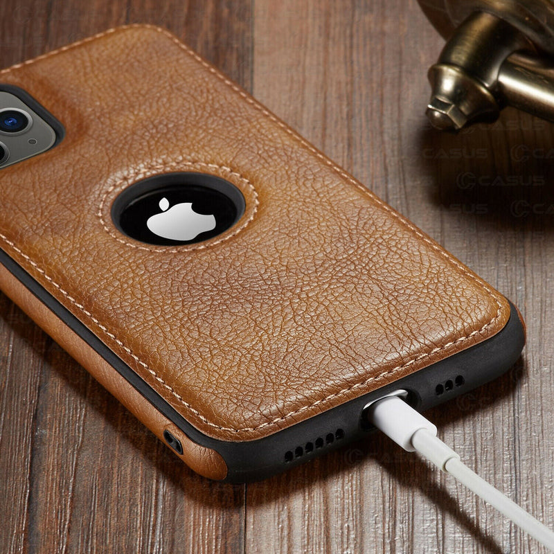Capinha de Couro para iPhone (11, 11 Pro, 11 Pro Max, 12, 12 Pro, 12 Pro Max, 12 Mini, X, XR, XR Max, Xs, Xs Max) G1P12 - Capinha de Couro para iPhone Casa Tech Loja 