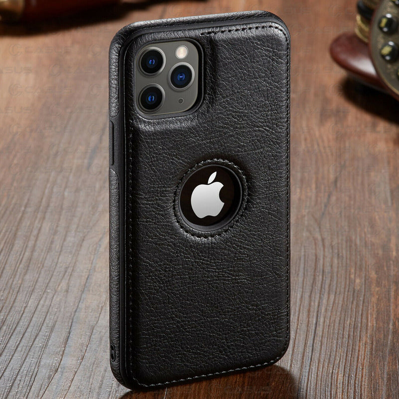Capinha de Couro para iPhone (11, 11 Pro, 11 Pro Max, 12, 12 Pro, 12 Pro Max, 12 Mini, X, XR, XR Max, Xs, Xs Max) G1P12 - Capinha de Couro para iPhone Casa Tech Loja iPhone XS MAX Preto 