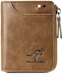 Carteira de Couro Bloqueio RFID Anti-Furto Kangaroo G5P9 - Carteira de Couro Bloqueio RFID Anti-Furto Kangaroo Casa Tech Loja Khaki 