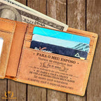 Carteira Masculina de Couro Legítimo - Mensagem de Amor Gravada! PR - Carteira 41 Casa Tech Loja 
